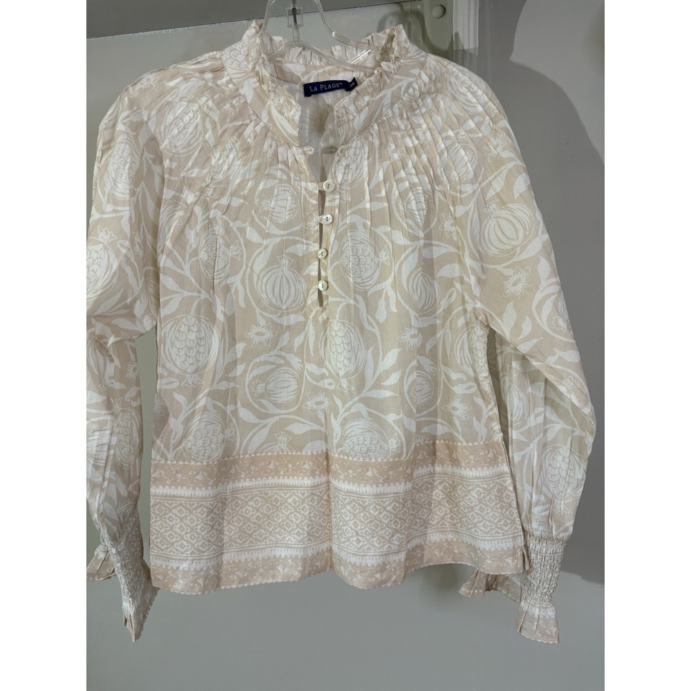 LA PLAGE Goodwin Blouse Beige Pomegranate XS Top
